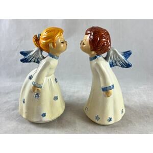 Papier Mâché Kissing Angels Figurines Musical Holiday Decor Japan Vintage